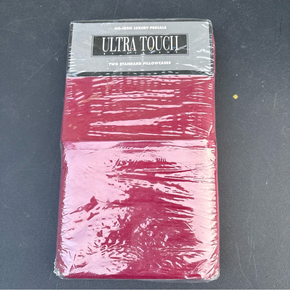 NEW Ultra Touch by Stevens- Burgundy Red Two Standard Size Pillowcases